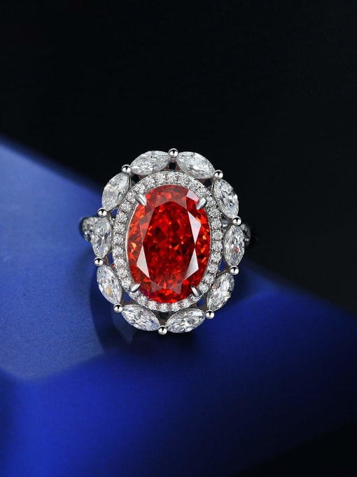 Padma [R1952] 925 Sterling Silver High Carbon Diamond Geometric Luxury Cocktail Ring